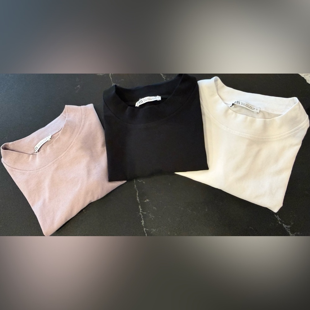 Zara Short Sleeve Tees - Black, White, Blush